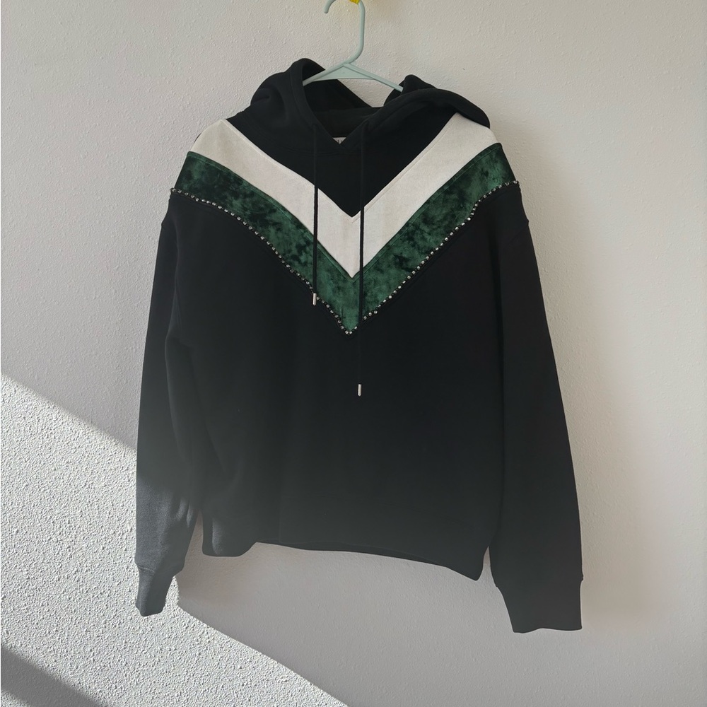Sandro black and green velvet hoodie